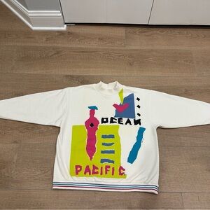 Vintage 1988 OP Crewneck Sweater - White with Colorful Graphic